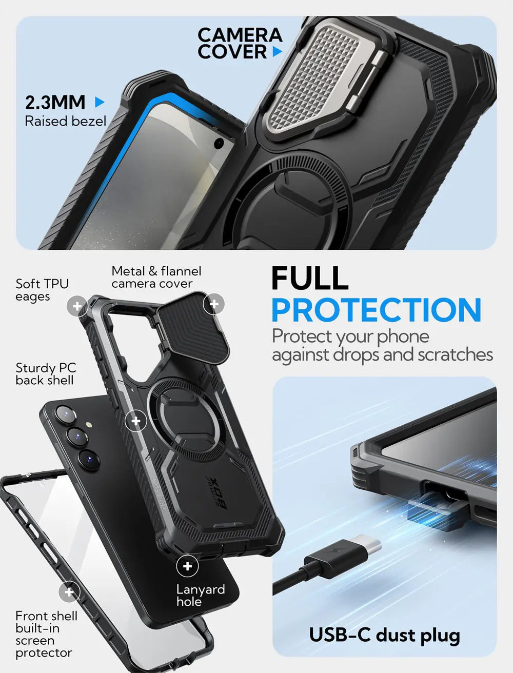 Armorbox Magnetic Phone Case for Samsung Galaxy S25 with Built-in Screen Protector & Camera Cover