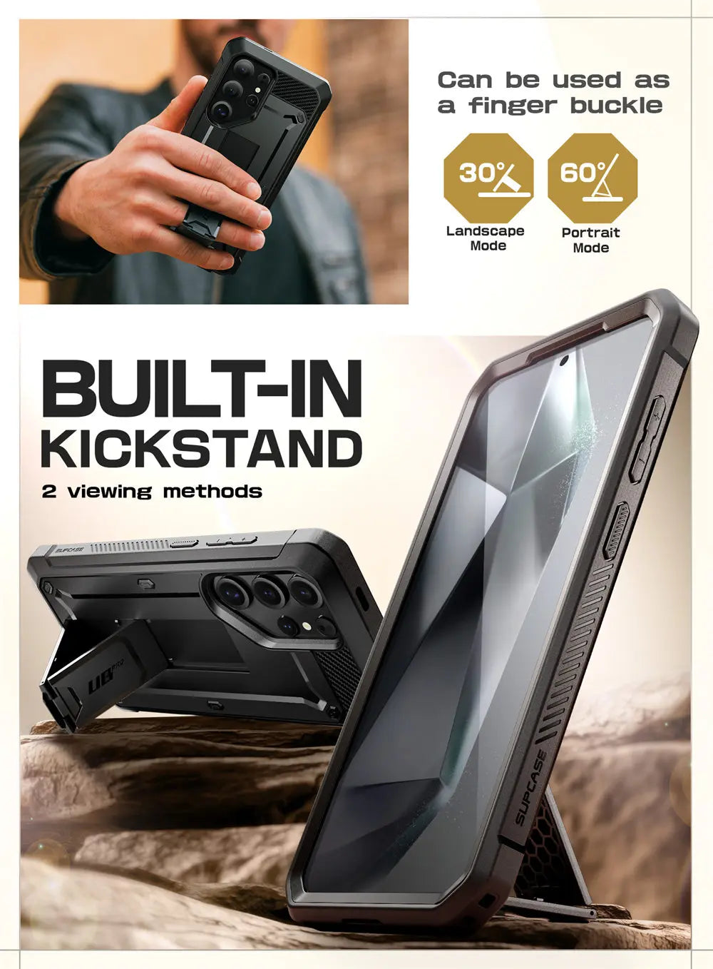 UB Pro Heavy Duty Rugged Case for Samsung Galaxy S25 Ultra with Dual Front Frames & Built-in Screen Protector