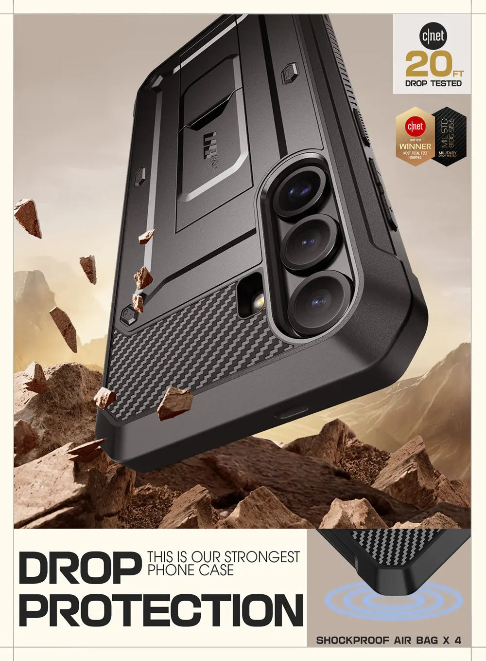 UB Pro Heavy Duty Rugged Case for Samsung Galaxy S25 with Dual Front Frames & Built-in Screen Protector
