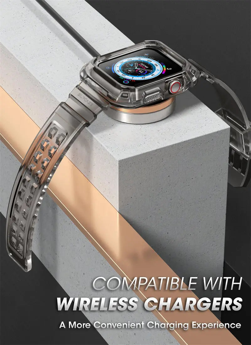Apple Watch 9/8/7 Case (45mm) | Rugged Protective Cover with Strap Bands