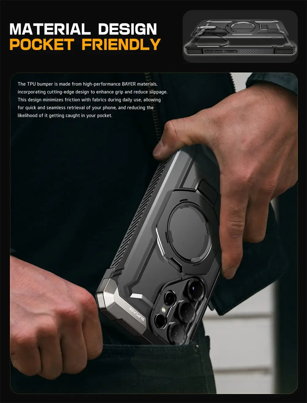 UB Grip Anti-Scratch Heavy Duty Rugged Magnetic Case with Kickstand for Samsung Galaxy S25 Ultra