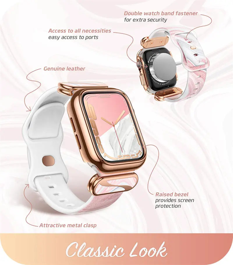 Apple Watch 7/6/SE Case (40/41mm) – Stylish Protective Case with Adjustable Soft Strap Bands