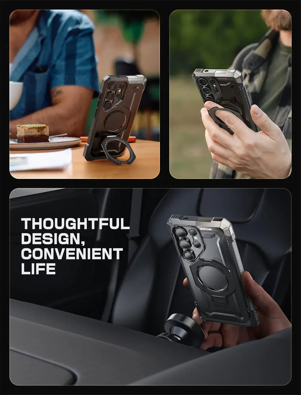UB Grip Anti-Scratch Heavy Duty Rugged Magnetic Case with Kickstand for Samsung Galaxy S25 Ultra
