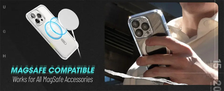 iPhone 16 Pro Max – Clear Magnetic Case with Kickstand & Camera Button