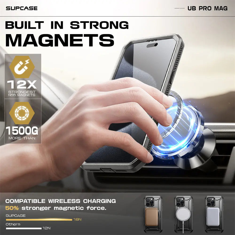 iPhone 16 Pro Max Full Body Rugged Case with Built-in Screen Protector