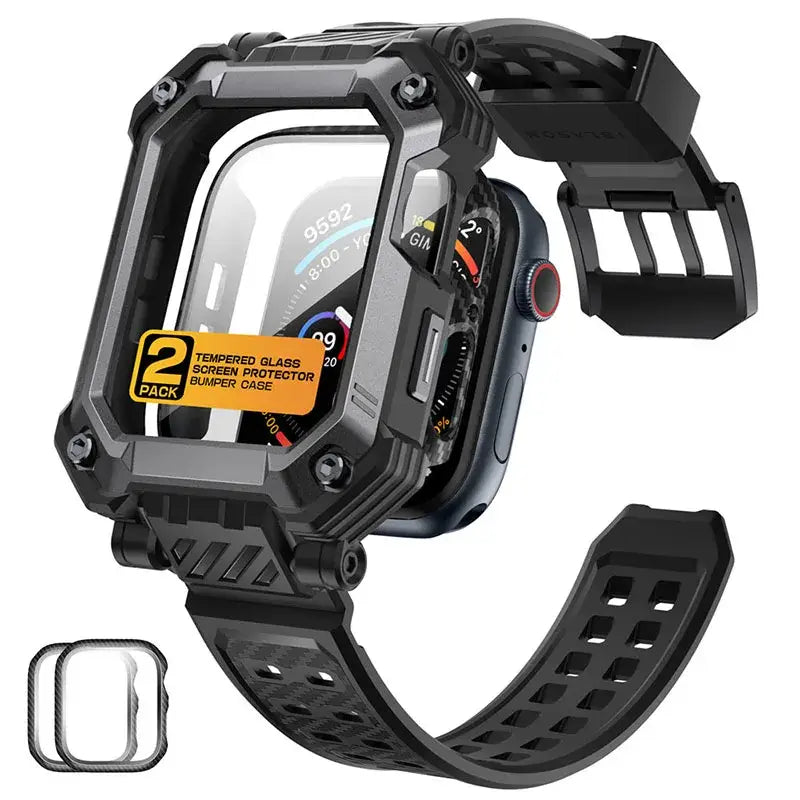 Apple Watch 10 Case (46mm) – Protective Cover with Band & Built-in Screen Protector - Black - Droptested