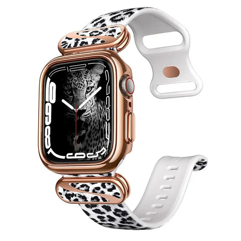 Apple Watch 7/6/SE Case (40/41mm) – Stylish Protective Case with Adjustable Soft Strap Bands - Leopard