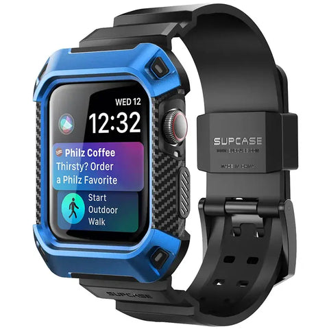 Apple Watch 9/8/7 Case (45mm) | Rugged Protective Cover with Strap Bands - Blue - Droptested