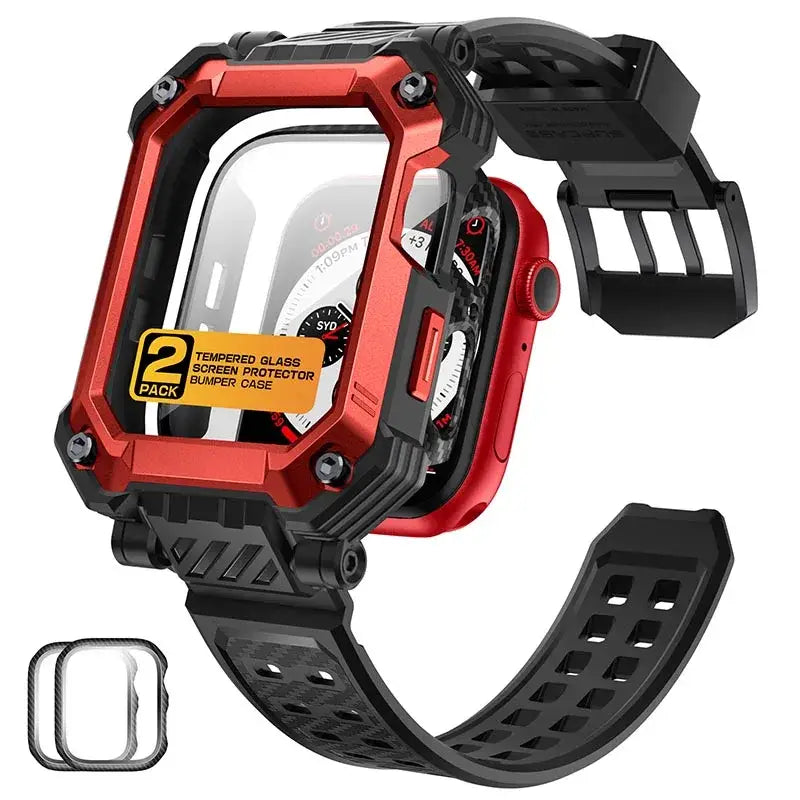 Apple Watch 9/8/7 Case (45mm) – UB Pro Rugged Protective Case with Built-in Tempered Glass Screen Protector - Ruddy