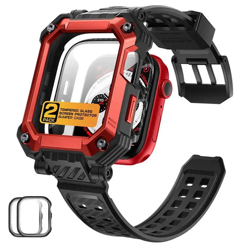 Apple Watch 9/8/7 Case (45mm) – UB Pro Rugged Protective Case with Built-in Tempered Glass Screen Protector - Ruddy