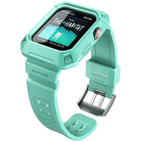 Apple Watch Case 45/44mm – Rugged Protective Cover with Strap for Series 9/8/7/SE - MintGreen - Droptested