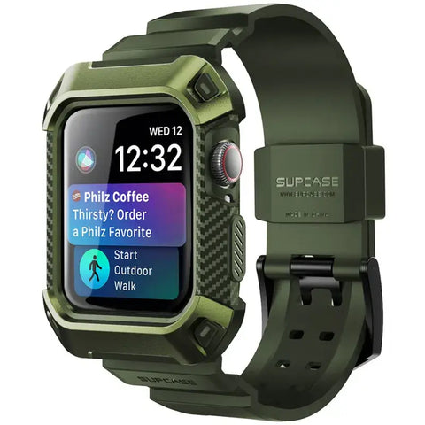 Apple Watch Case 45/44mm – Rugged Protective Cover with Strap for Series 9/8/7/SE - Darkgreen - Droptested