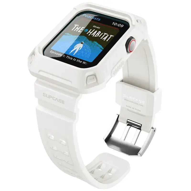 Apple Watch Case 45/44mm – Rugged Protective Cover with Strap for Series 9/8/7/SE - White - Droptested