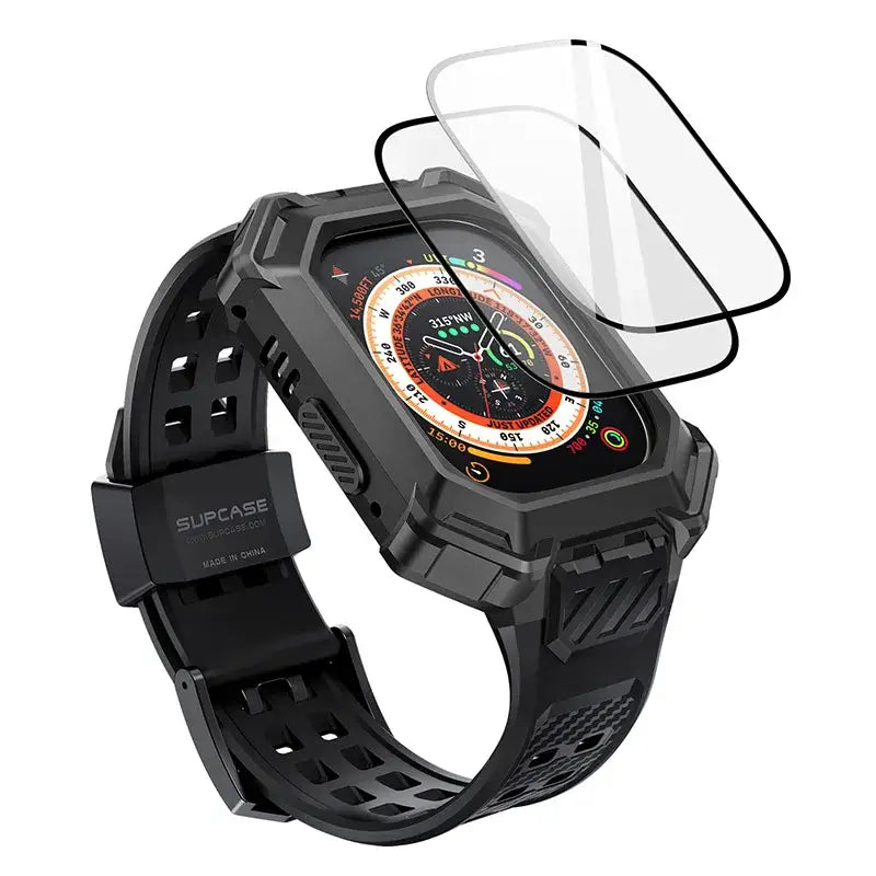 Apple Watch Ultra 49mm Case | UB Pro XT Rugged Metal Protective Cover with Strap - Black - Droptested