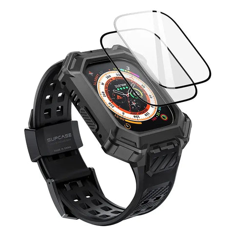Apple Watch Ultra 49mm Case | UB Pro XT Rugged Metal Protective Cover with Strap - Black - Droptested