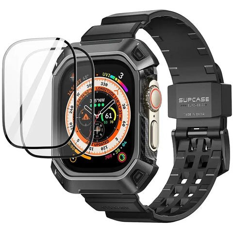 Apple Watch Ultra Case 49mm (2022/23) – Rugged Protective Cover with Strap & Screen Protector - Black - Droptested