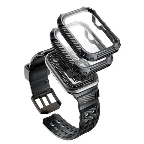Apple Watch Ultra Case (49mm) – Protective Band with Built-in Tempered Glass Screen Protector - Black - Droptested