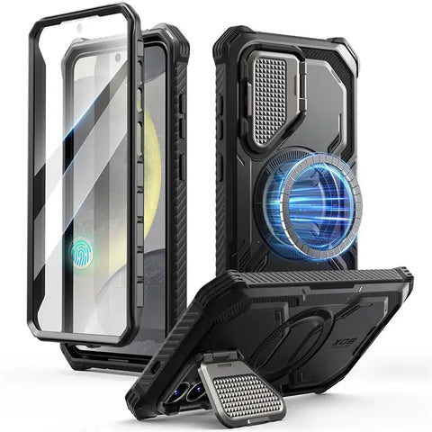 Armorbox Magnetic Phone Case for Samsung Galaxy S25 Plus with Built-in Screen Protector & Camera Cover - Black