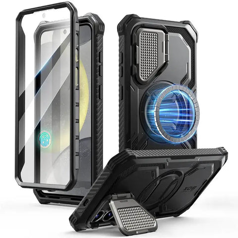 Armorbox Magnetic Phone Case for Samsung Galaxy S25 with Built-in Screen Protector & Camera Cover - Black - Droptested