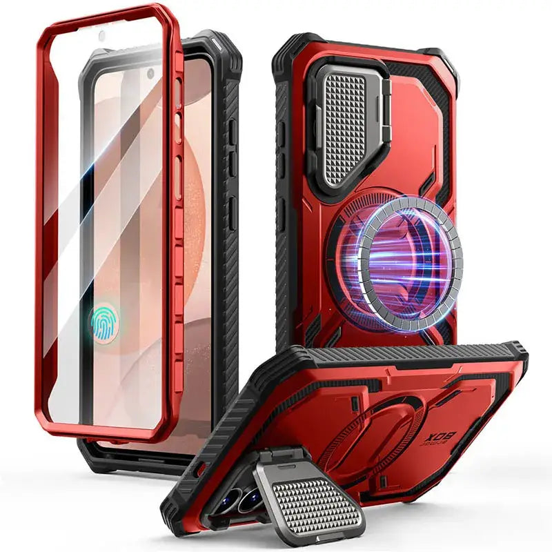 Armorbox Magnetic Phone Case for Samsung Galaxy S25 with Built-in Screen Protector & Camera Cover - Ruddy - Droptested
