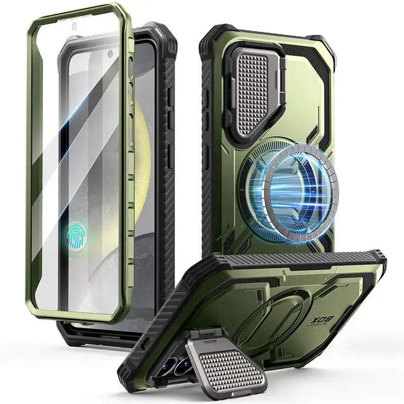 Armorbox Magnetic Phone Case for Samsung Galaxy S25 with Built-in Screen Protector & Camera Cover - Guldan - Droptested