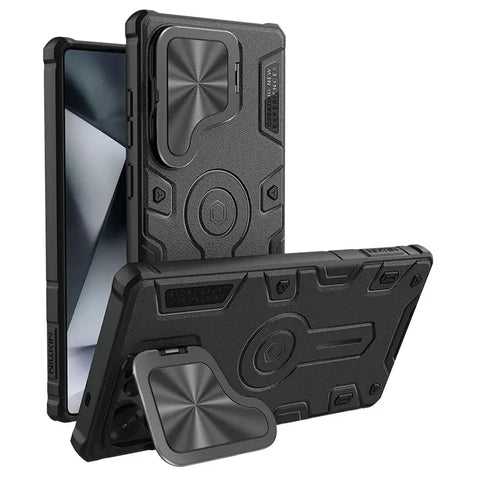 Case for Samsung S25 Ultra with Camera Protection & Phone Stand - Black - Droptested