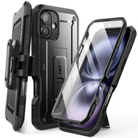 Heavy-Duty Rugged Case for iPhone 16 Plus With Screen Protector - Black - Droptested