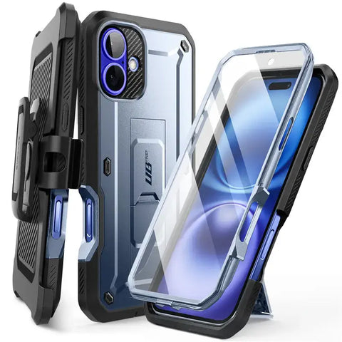 Heavy-Duty Rugged Case for iPhone 16 with Kickstand & Holster - Tilt - Droptested