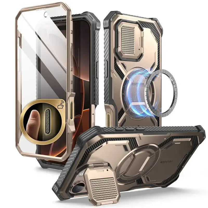 iPhone 16 Pro Max Case with Camera Control Button & Magnetic Kickstand - Rose Gold