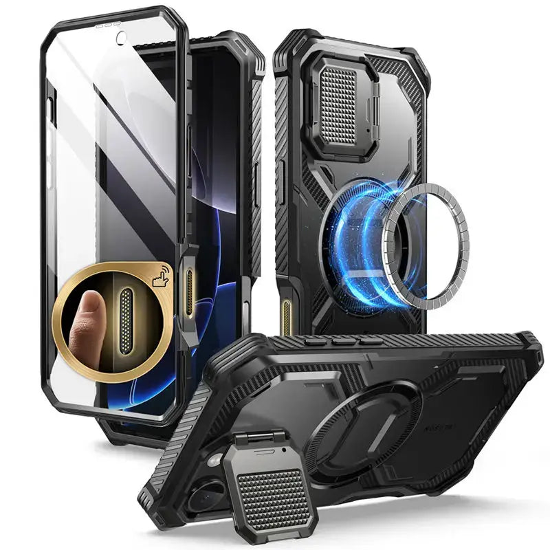 iPhone 16 Pro Max Case with Camera Control Button & Magnetic Kickstand - Black