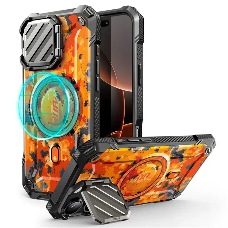 iPhone 16 Pro Max – Magnetic Rugged Case with Camera Cover - Bright Print - Droptested