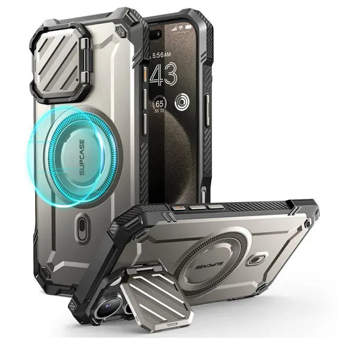 iPhone 16 Pro Max – Magnetic Rugged Case with Camera Cover - TiGray - Droptested