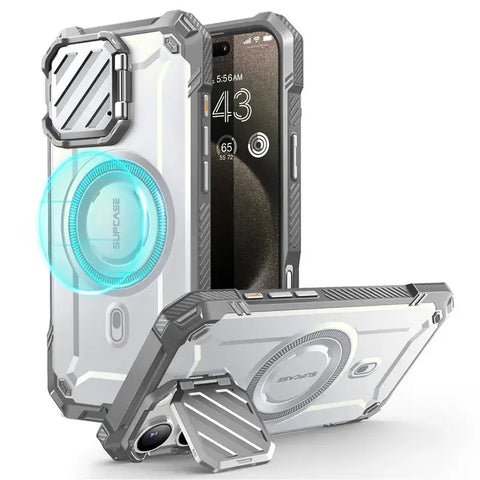 iPhone 16 Pro Max – Magnetic Rugged Case with Camera Cover - White - Droptested