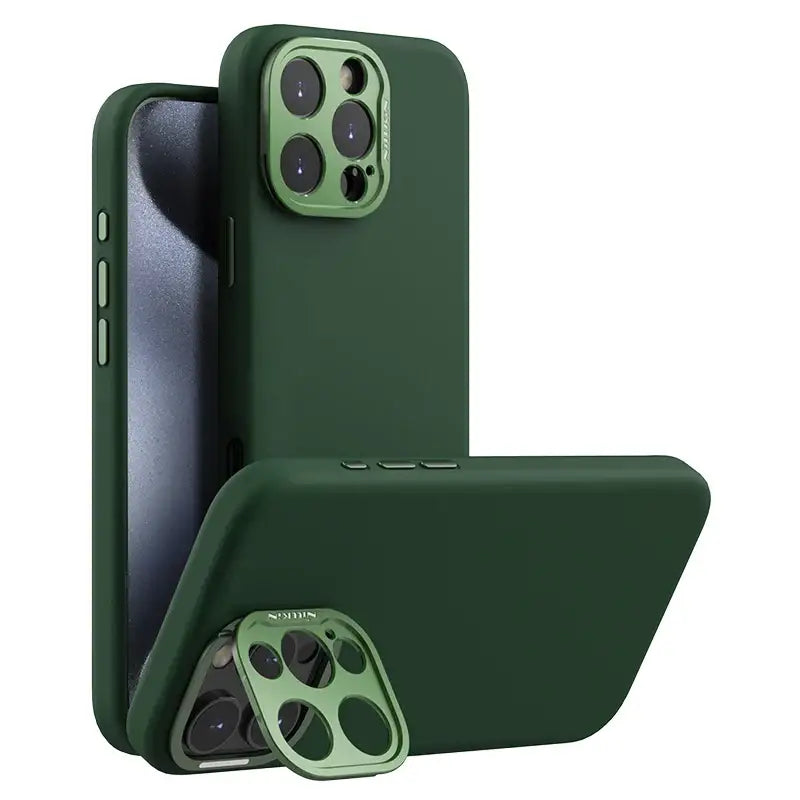 iPhone 16 Pro Max Magsafe Case Classic Liquid Silicone with Camera Protection & Kickstand - Green