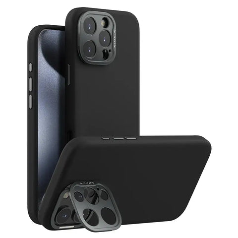 iPhone 16 Pro Max Magsafe Case Classic Liquid Silicone with Camera Protection & Kickstand - Black