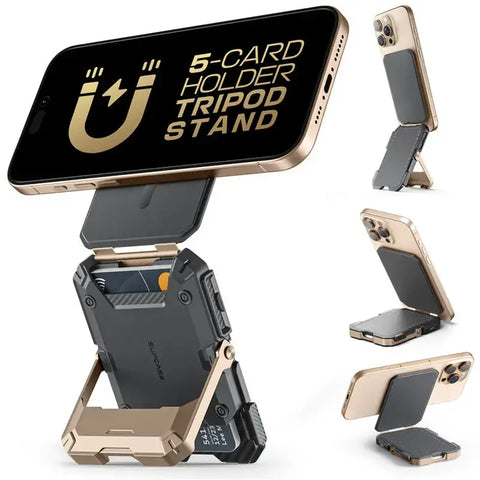 Magnetic Tripod Phone Stand & Card Holder – MagSafe Compatible & Adjustable Kickstand - Desert