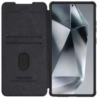Samsung S25 Plus Flip Leather Case with Camera Cover & Card Slot | Premium - Black