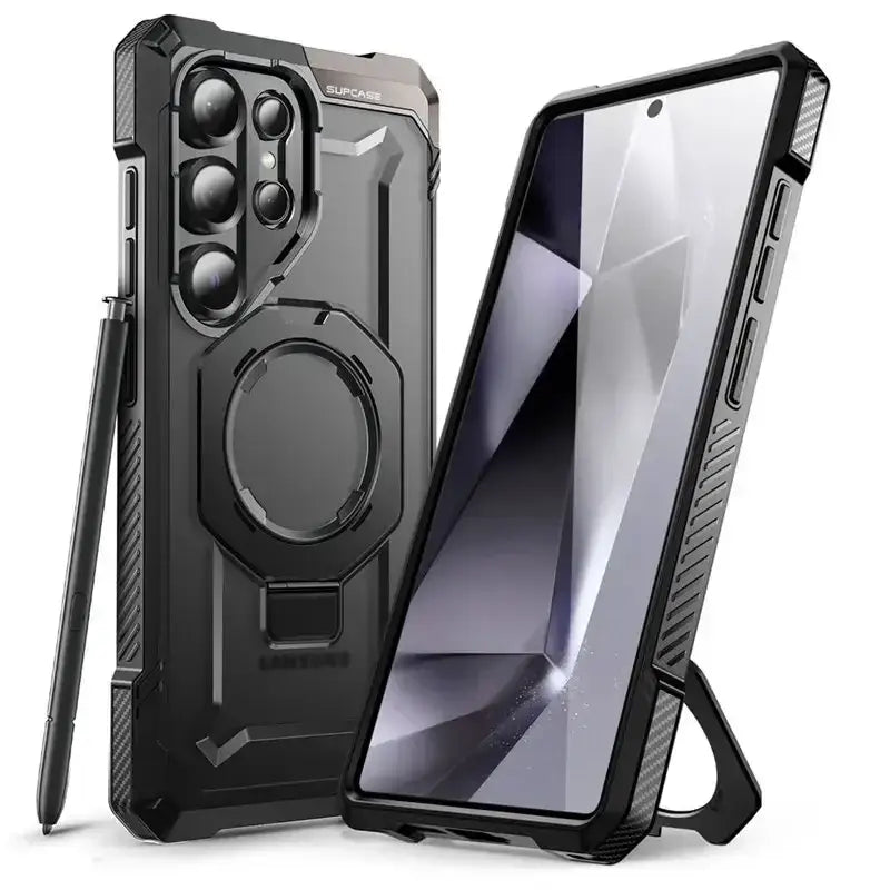 UB Grip Anti-Scratch Heavy Duty Rugged Magnetic Case with Kickstand for Samsung Galaxy S25 Ultra - Black