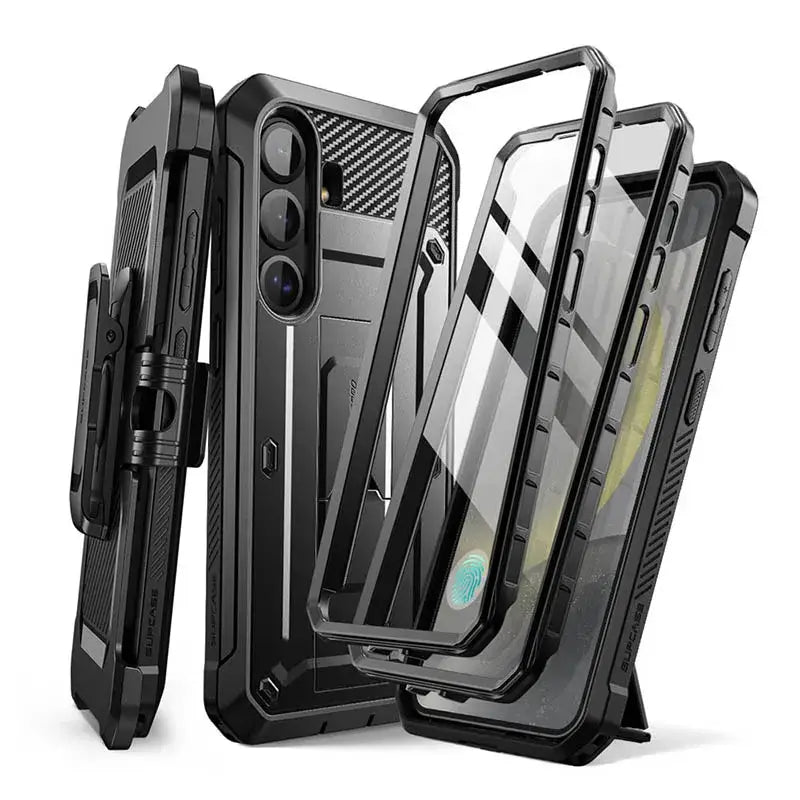 UB Pro Heavy Duty Rugged Case for Samsung Galaxy S25 Plus with Dual Front Frames & Built-in Screen Protector - Black