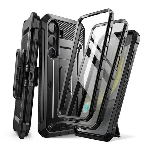 UB Pro Heavy Duty Rugged Case for Samsung Galaxy S25 Plus with Dual Front Frames & Built-in Screen Protector - Black