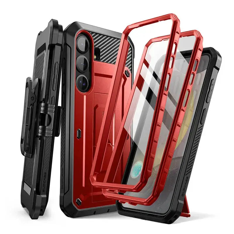 UB Pro Heavy Duty Rugged Case for Samsung Galaxy S25 Plus with Dual Front Frames & Built-in Screen Protector - Ruddy