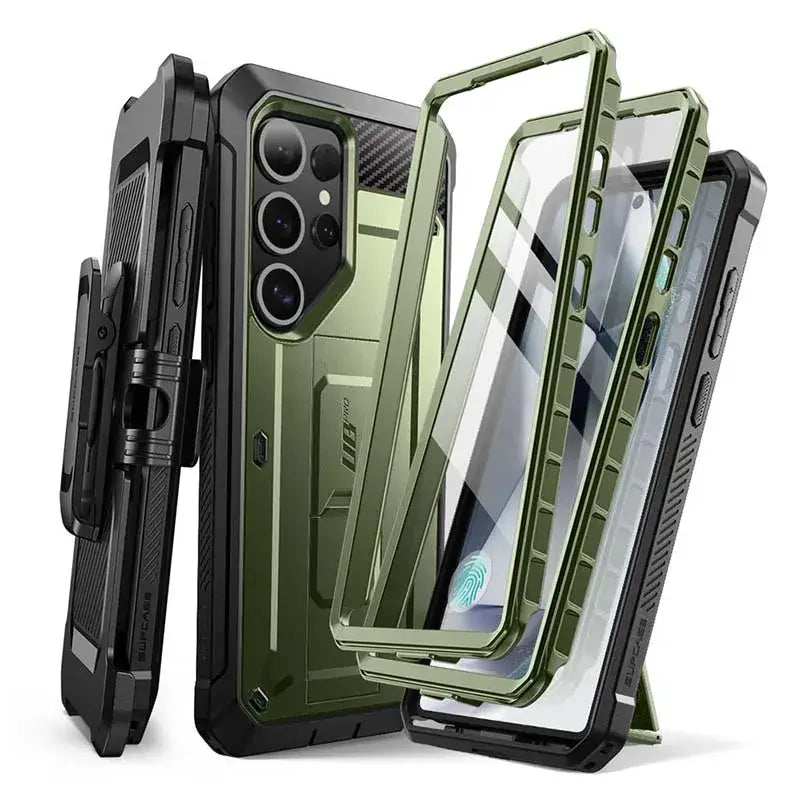UB Pro Heavy Duty Rugged Case for Samsung Galaxy S25 Ultra with Dual Front Frames & Built-in Screen Protector - Guldan