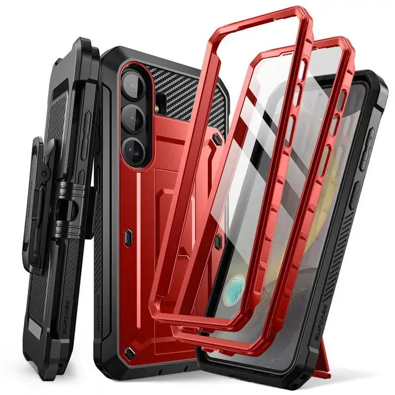 UB Pro Heavy Duty Rugged Case for Samsung Galaxy S25 with Dual Front Frames & Built-in Screen Protector - Ruddy